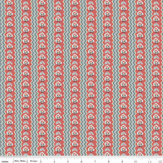 Northanger Abbey Stripe General Orange Blue Jane Austen's House Riley Blake Designs Cotton Fabric RB-C17896-GENERAL