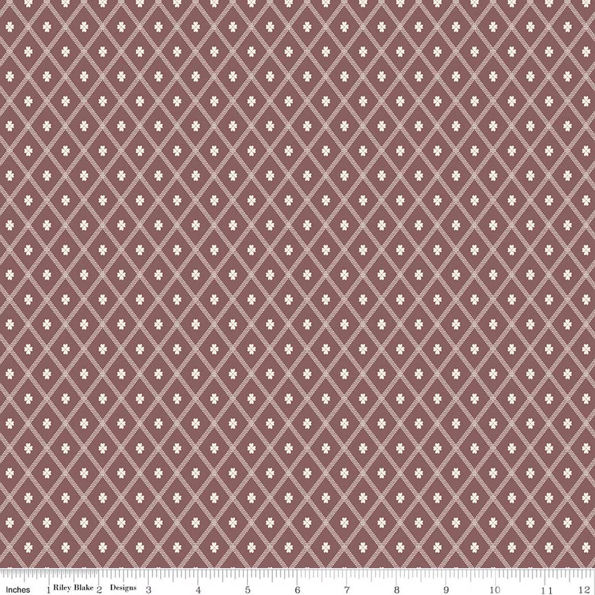 Northanger Abbey Thorpe Clover Diamond Marsala Brown Jane Austen's House Riley Blake Designs Cotton Fabric RB-C17891-MARSALA