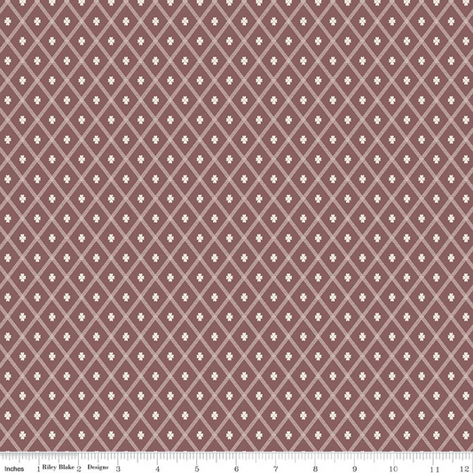 Northanger Abbey Thorpe Clover Diamond Marsala Brown Jane Austen's House Riley Blake Designs Cotton Fabric RB-C17891-MARSALA