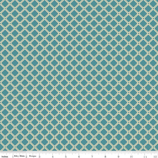 Northanger Abbey Tilney Diamond Azure Blue Jane Austen's House Riley Blake Designs Cotton Quilting Fabric RB-C17897-AZURE