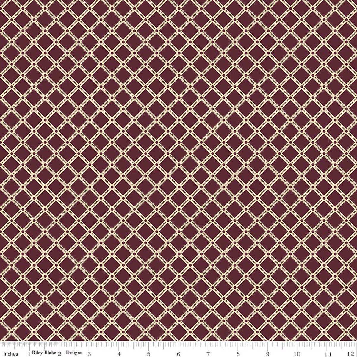 Northanger Abbey Tilney Diamond Merlot Burgundy Jane Austen's House Riley Blake Designs Cotton Quilting Fabric RB-C17897-MERLOT