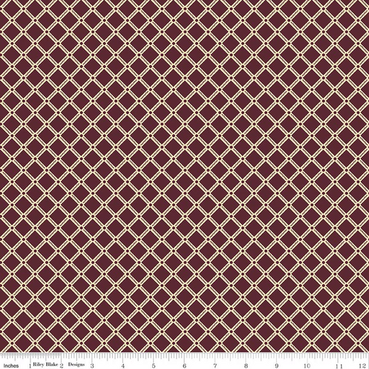 Northanger Abbey Tilney Diamond Merlot Burgundy Jane Austen's House Riley Blake Designs Cotton Quilting Fabric RB-C17897-MERLOT