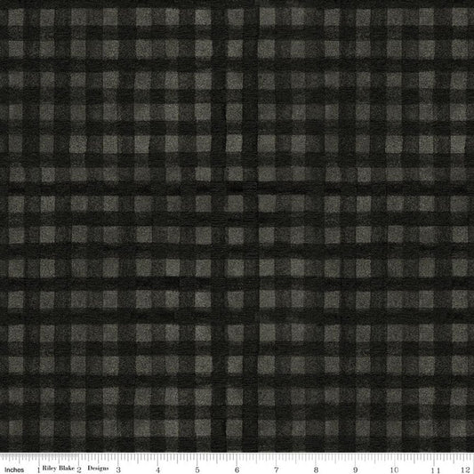 Northern Christmas Buffalo Check Black Teresa Kogut Riley Blake Designs Cotton Fabric RB-C17835-BLACK