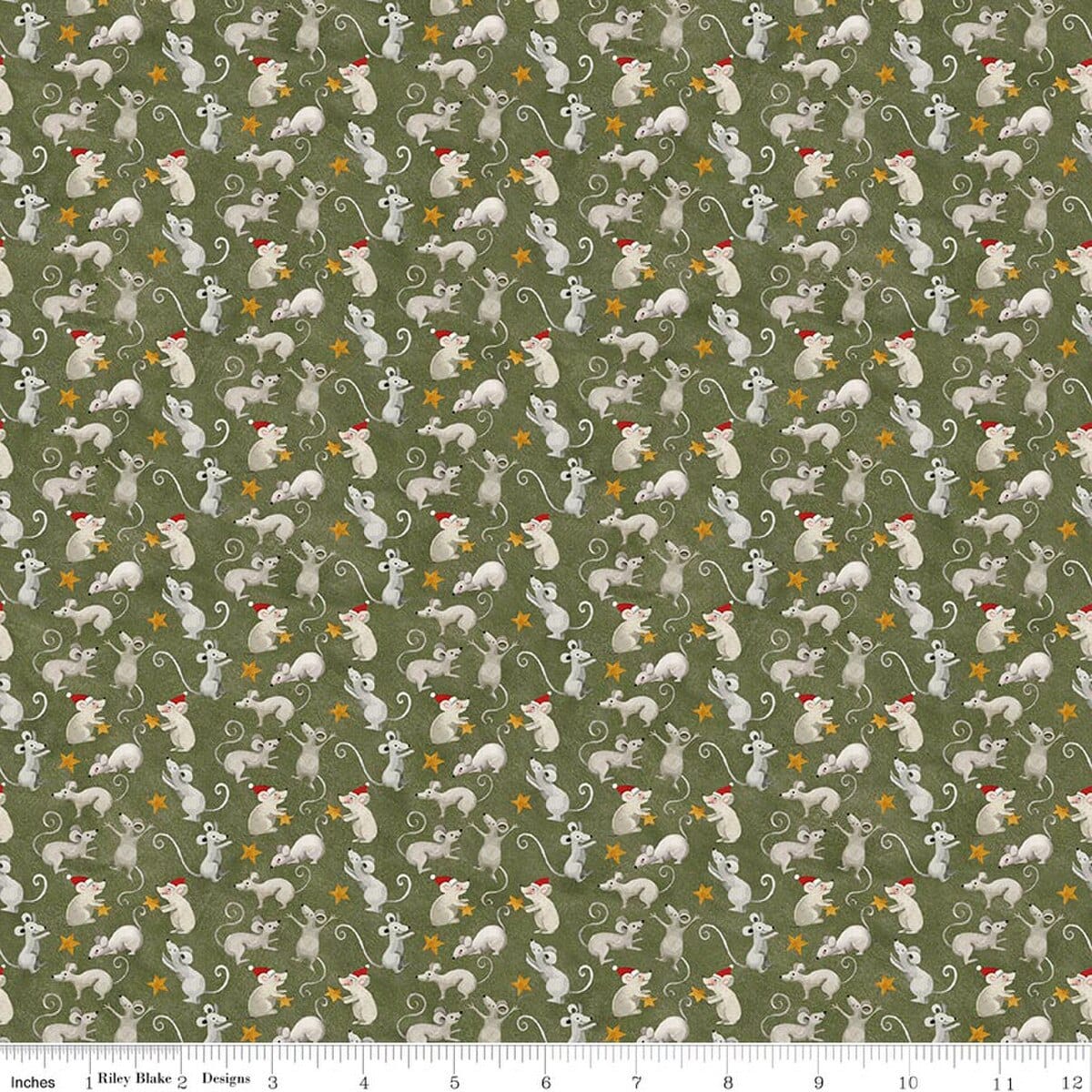 Northern Christmas Mice Green Teresa Kogut Riley Blake Designs Cotton Fabric RB-C17833-GREEN | US Fabric Shop