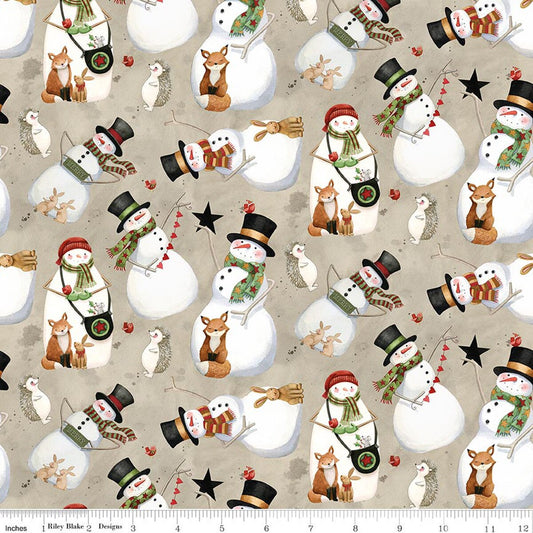 Northern Christmas Snowman Neutral Teresa Kogut Riley Blake Designs Cotton Fabric RB-C17831-NEUTRAL