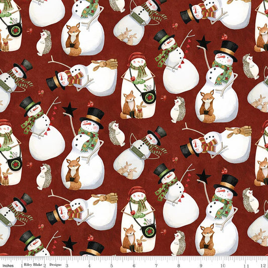 Northern Christmas Snowman Rich Red Teresa Kogut Riley Blake Designs Cotton Fabric RB-C17831-RED