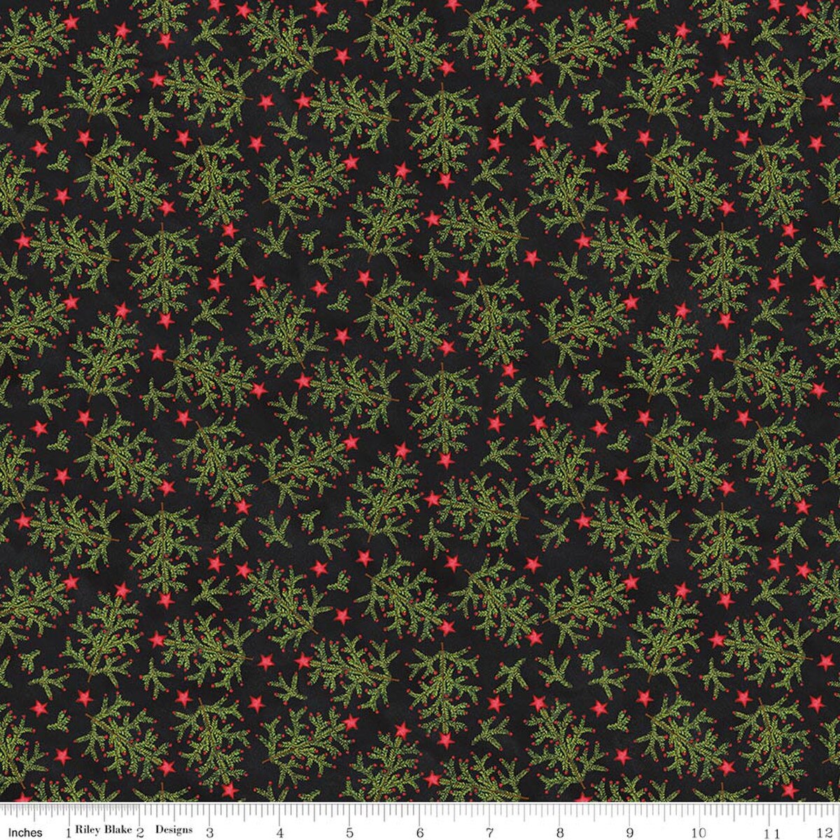 Northern Christmas Whimsical Trees Black Teresa Kogut Riley Blake Designs Cotton Fabric RB-C17832-BLACK