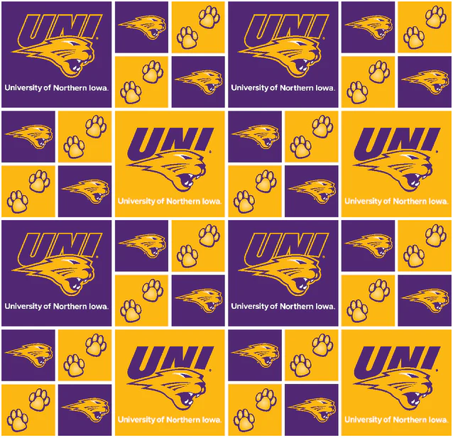 Northern Iowa Panthers NCAA College Block Sykel Enterprises Cottton Fabric IWN-020