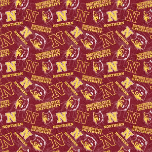 Northern State Wolves NCAA College Tone on Tone Sykel Cotton Fabric NS-1178