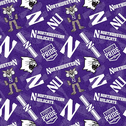 Northwestern Wildcats NCAA Tone on Tone Design Cotton Fabric