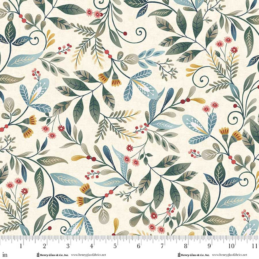 Norwegian Forest Foliage Cream Mary Jane Carey Holly Hill Quilt Designs Henry Glass Cotton Fabric HG-3546-44