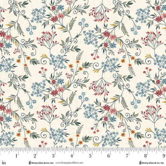 Norwegian Forest Tender Vines Cream Mary Jane Carey Holly Hill Quilt Designs Henry Glass Cotton Fabric HG-3549-44