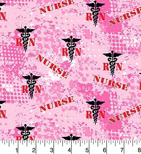 Nurse Geometric Pink Abstract Design Cotton Fabric