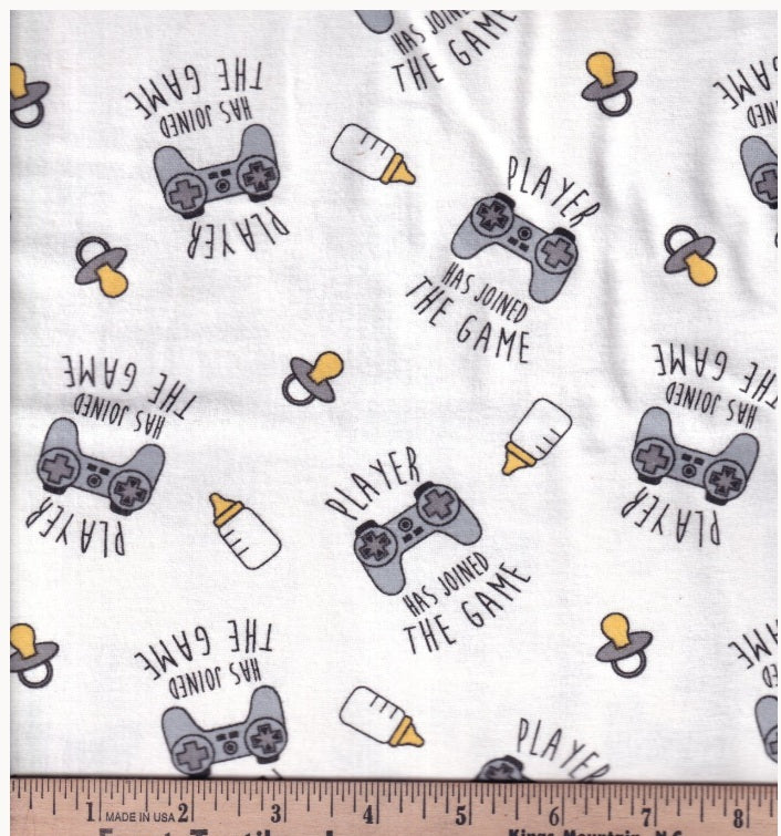 Nursery FLANNEL Player has Joined the Game Console White Springs Creative Cotton FLANNEL Fabric SC-80314