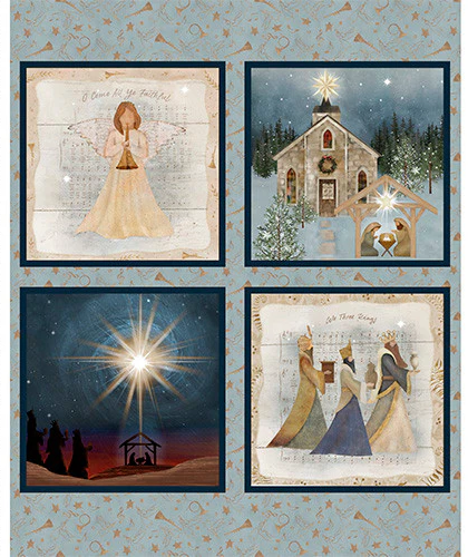 O Holy Night Panel 36" Multi Beth Albert 3 Wishes Cotton Fabric