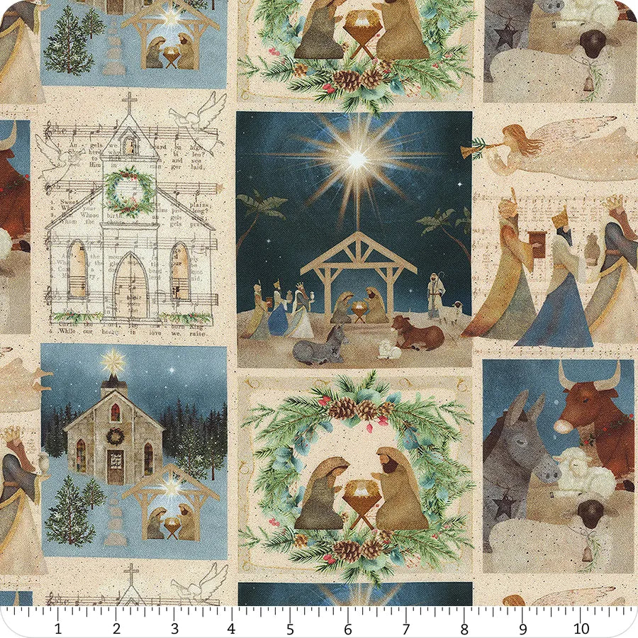 O Holy Night Adore Him Patch Multi Beth Albert 3 Wishes Cotton Fabric