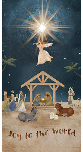 O Holy Night Joy to the World Panel 24" Multi Beth Albert 3 Wishes Cotton Fabric