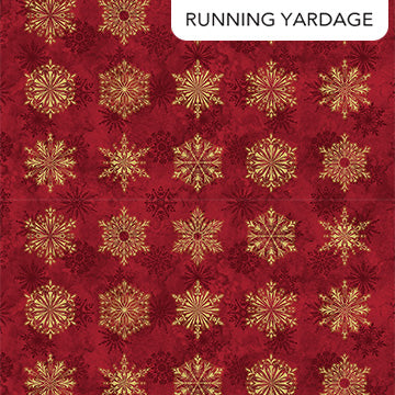 O' Christmas Tree Shimmer Snowflake Blocks Red Multi Deborah Edwards Northcott Fabrics Cotton Fabric NC-28957M-24