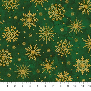 O' Christmas Tree Shimmer Snowflakes Green Multi Deborah Edwards Northcott Fabrics Cotton Fabric NC-28960M-74