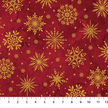 O' Christmas Tree Shimmer Snowflakes Red Multi Deborah Edwards Northcott Fabrics Cotton Fabric NC-28960M-24