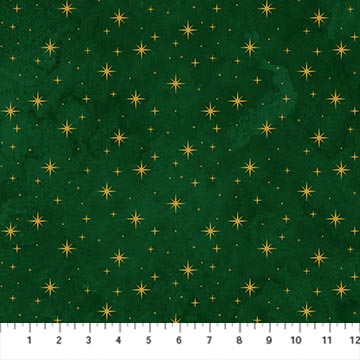 O' Christmas Tree Shimmer Stars Dark Green Deborah Edwards Northcott Fabrics Cotton Fabric NC-28961M-76