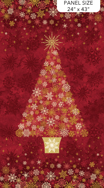 O' Christmas Tree Shimmer Tree Panel 24" Red Multi Deborah Edwards Northcott Fabrics Cotton Fabric NC-28955M-24