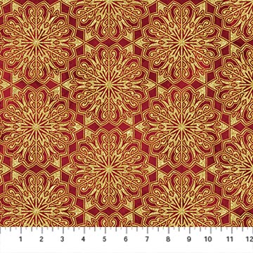 O' Christmas Tree Shimmer Medallions Red Multi Deborah Edwards Northcott Fabrics Cotton Fabric NC-28959M-24