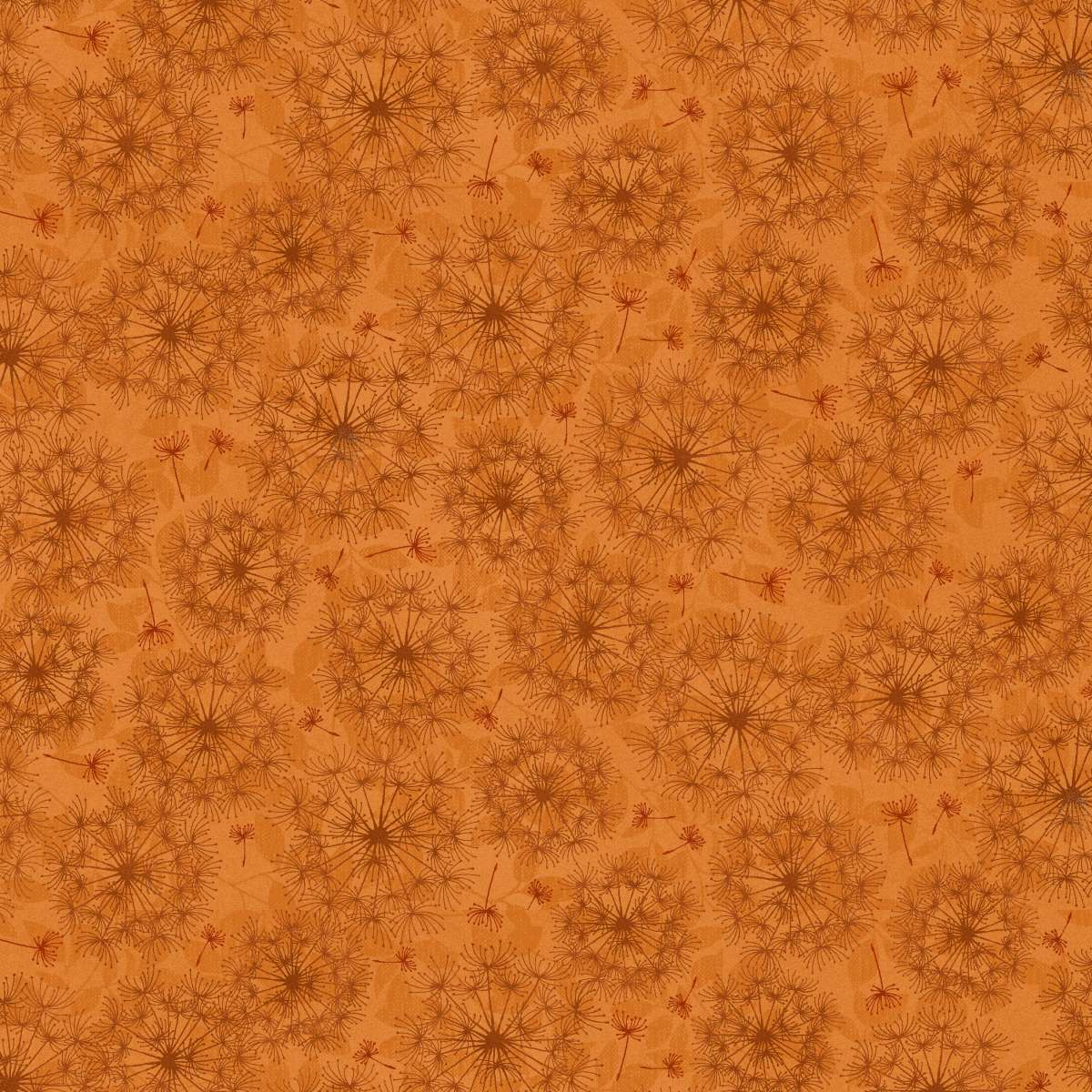 Oak & Berries Dandelion Monotone Rust Orange Jan Mott Henry Glass Cotton Fabric HG-3654-35