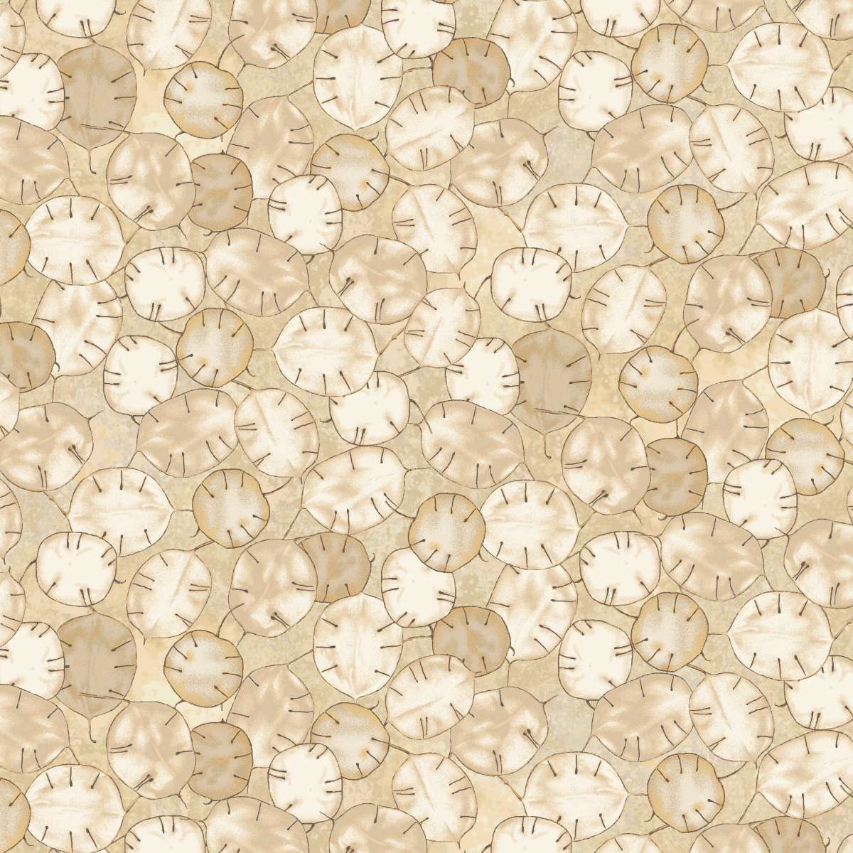 Oak & Berries Silver Dollar Petals Cream Jan Mott Henry Glass Cotton Fabric HG-3651-44
