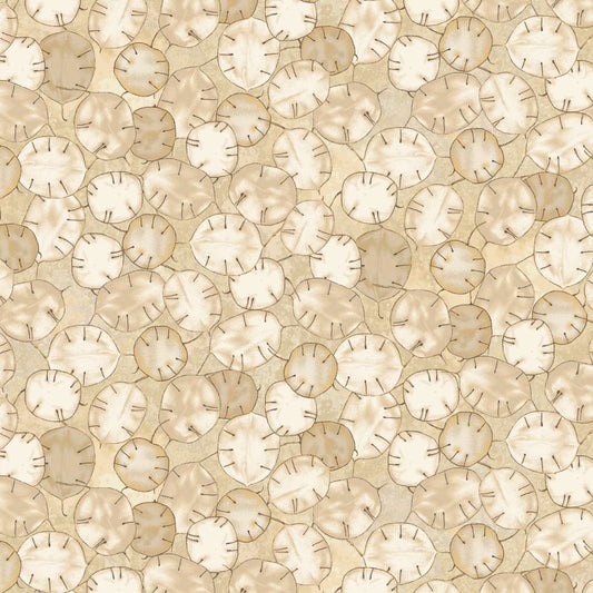 Oak & Berries Silver Dollar Petals Cream Jan Mott Henry Glass Cotton Fabric HG-3651-44