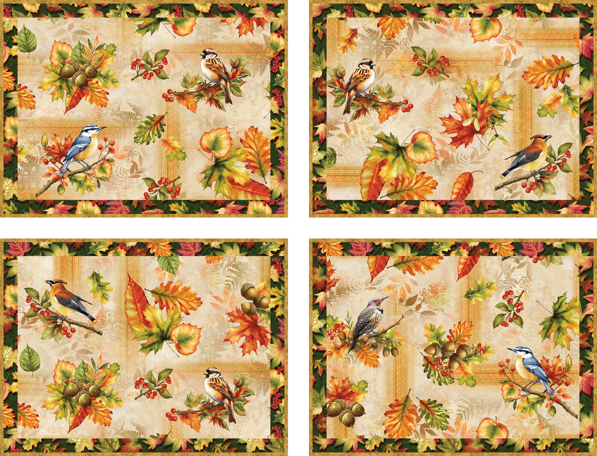 Project - Oak and Berries Feathered Friends Placemats Quilt Jan Mott Henry Glass