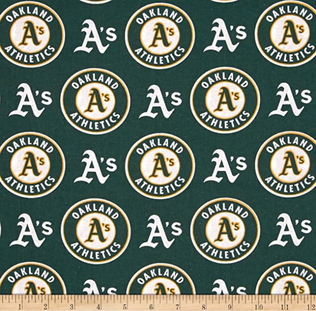 Oakland As MLB Baseball Logo and Name Fabric Traditions Cotton Fabric