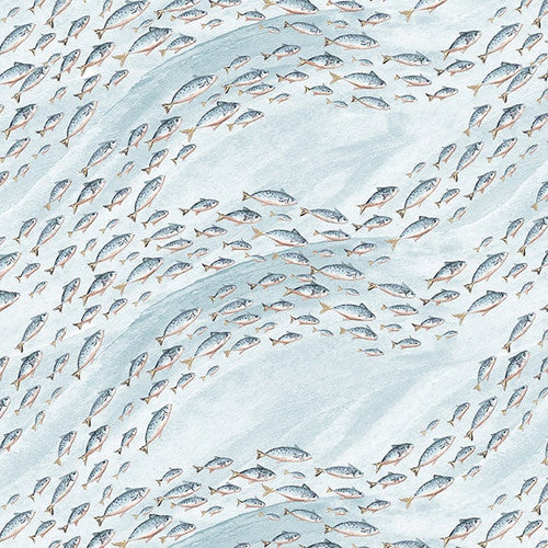 Ocean Oasis Schools of Fish Light Blue Patricia Pinto Blank Quilting Cotton Fabric