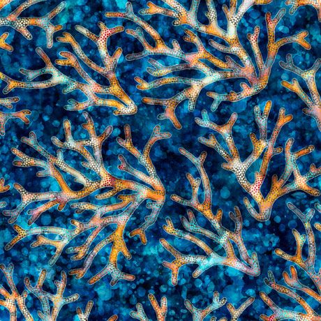 Oceana Coral Lagoon Blue Dan Morris Quilting Treasures Cotton Fabric