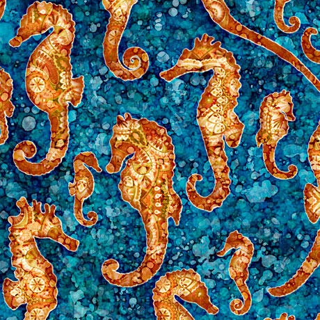 Oceana Seahorse Ocean Dan Morris Quilting Treasures Cotton Fabric