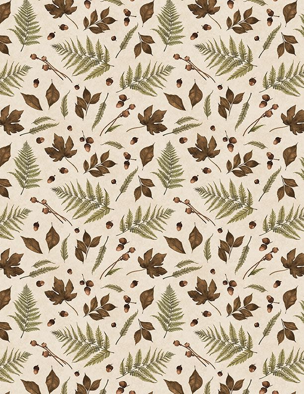 Oh My Gourd! Leaves Acorns Cream Danielle Leone Wilmington Prints Cotton Fabric WP-3017-27749-227