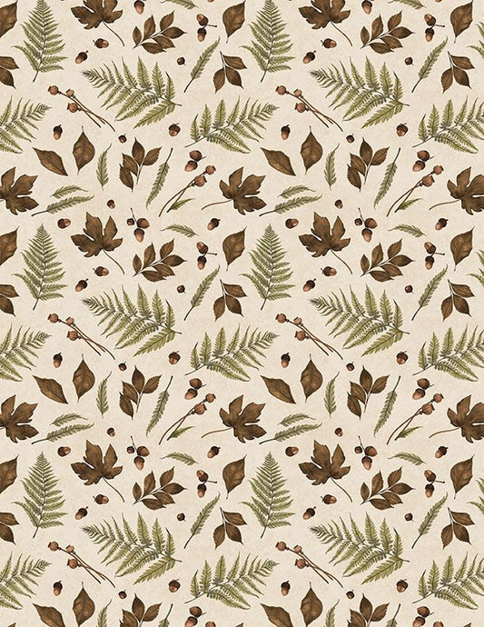 Oh My Gourd! Leaves Acorns Cream Danielle Leone Wilmington Prints Cotton Fabric WP-3017-27749-227