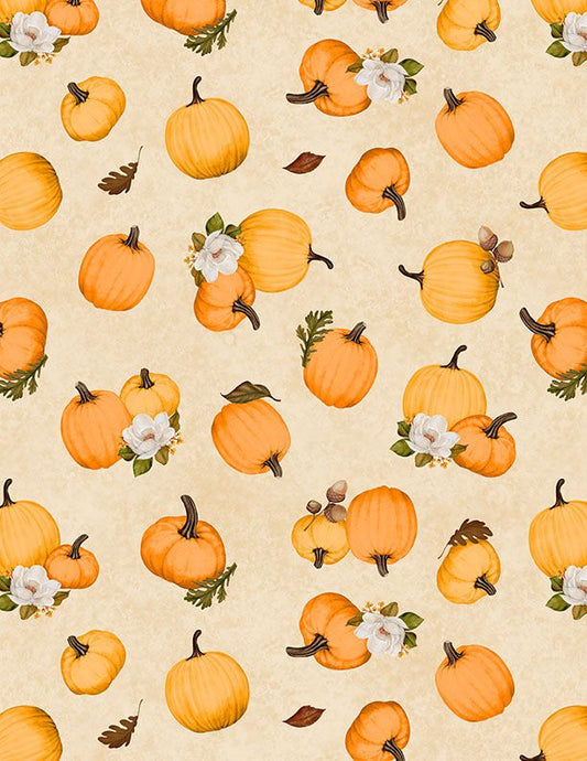Oh My Gourd! Tossed Pumpkins Cream Danielle Leone Wilmington Prints Cotton Fabric WP-3017-27747-282