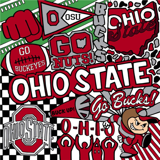 Ohio State Buckeyes NCAA Pop Art Sykel Cotton Fabric