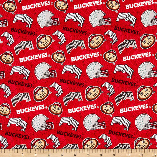 Ohio State Buckeyes NCAA College Tone on Tone Sykel Cotton Fabric