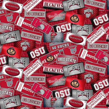 Ohio State Buckeyes NCAA College License Plate 60" Sykel Minky Fabric