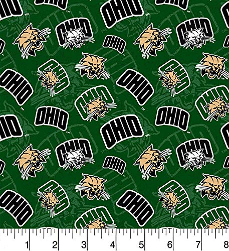 Ohio University Bobcats NCAA Tone on Tone Sykel Cotton Fabric