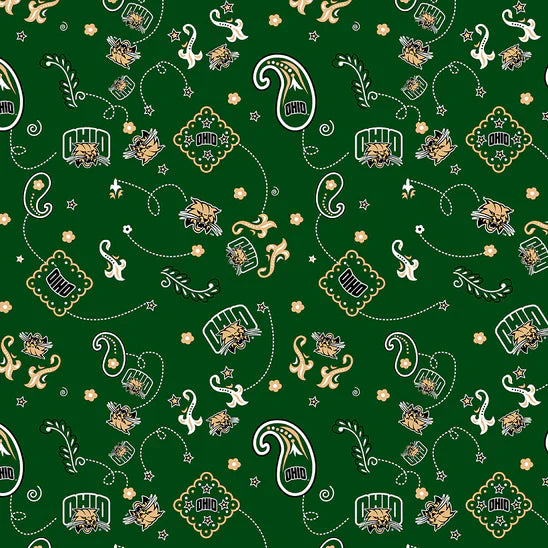 Ohio Bobcats NCAA College Bandana Sykel Cotton Fabric SYK-OHIO-027