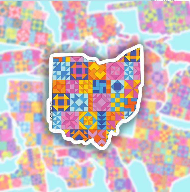 Ohio Quilt OH State Sticker Sassafras Lane Designs SLD-SADSASSSTICK-OH