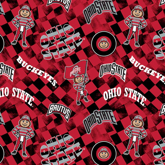 Ohio State Buckeyes NCAA College Check Allover Sykel Cotton Fabric SYK-OHS-1370