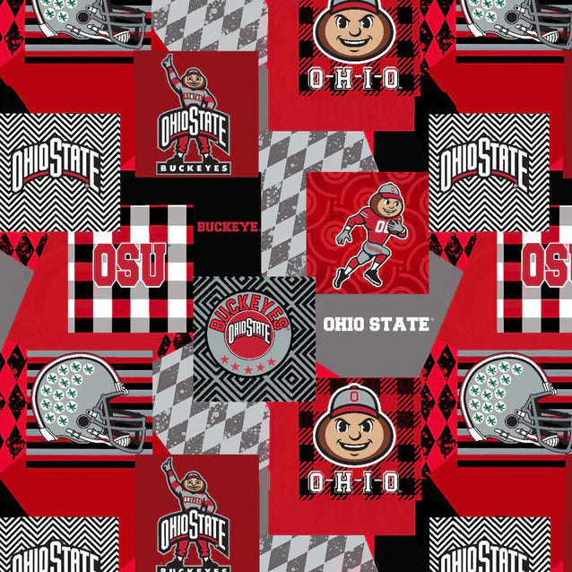Ohio State Buckeyes NCAA College Collegiate Minky Geo Sykel Enterprises Polyester Fabric SYK-OHS-1367