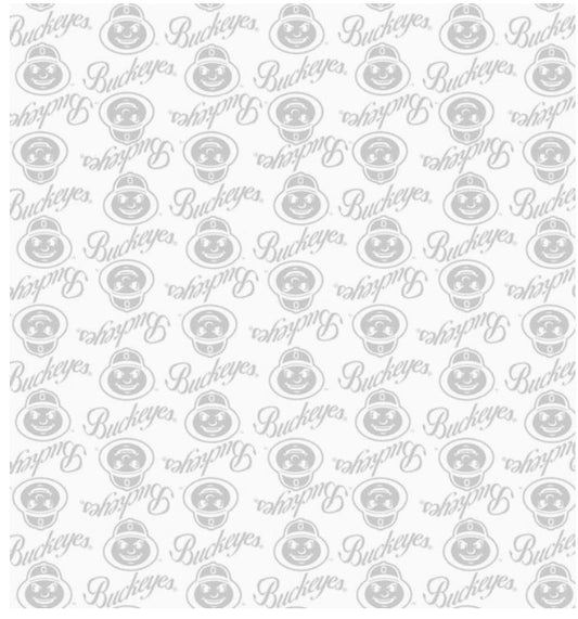 Ohio State Buckeyes NCAA College White on White Mini Pigment Print Sykel Enterprises Cotton Fabric OHS-1393-W