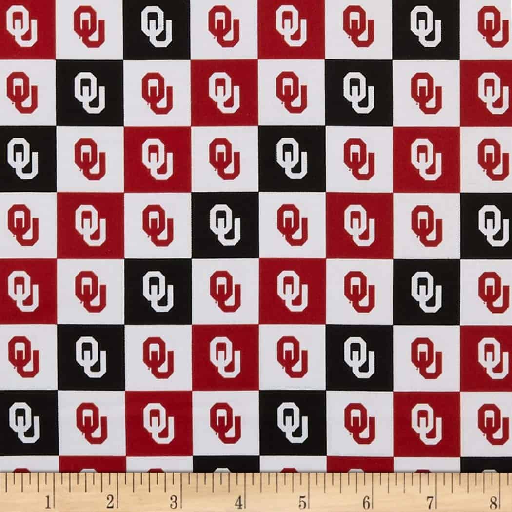 Oklahoma Sooners NCAA Collegiate Checks Sykel Cotton Fabric