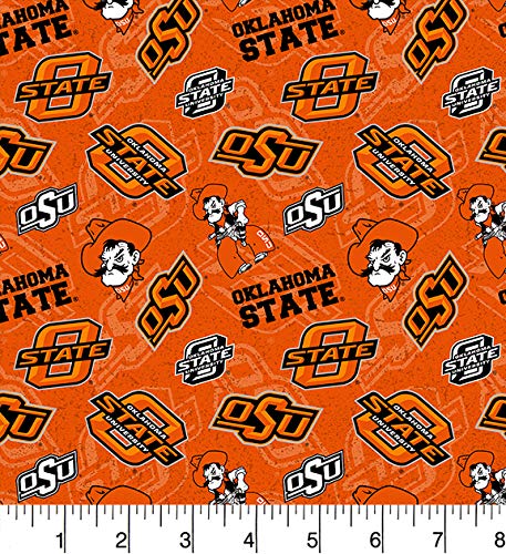 Oklahoma State Cowboys NCAA Tone on Tone Sykel Cotton Fabric