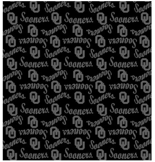 Oklahoma Sooners NCAA College Black on Black Mini Pigment Print Sykel Enterprises Cotton Fabric OU-1393-BL